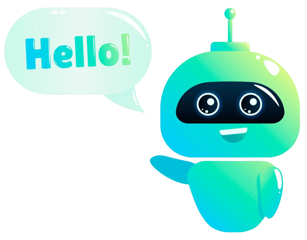 cute bot say users hello chatbot greets online consultation